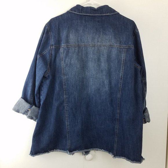 Forever 21 2x Denim Jean Jacket With Frayed Hem - Picture 3 of 13